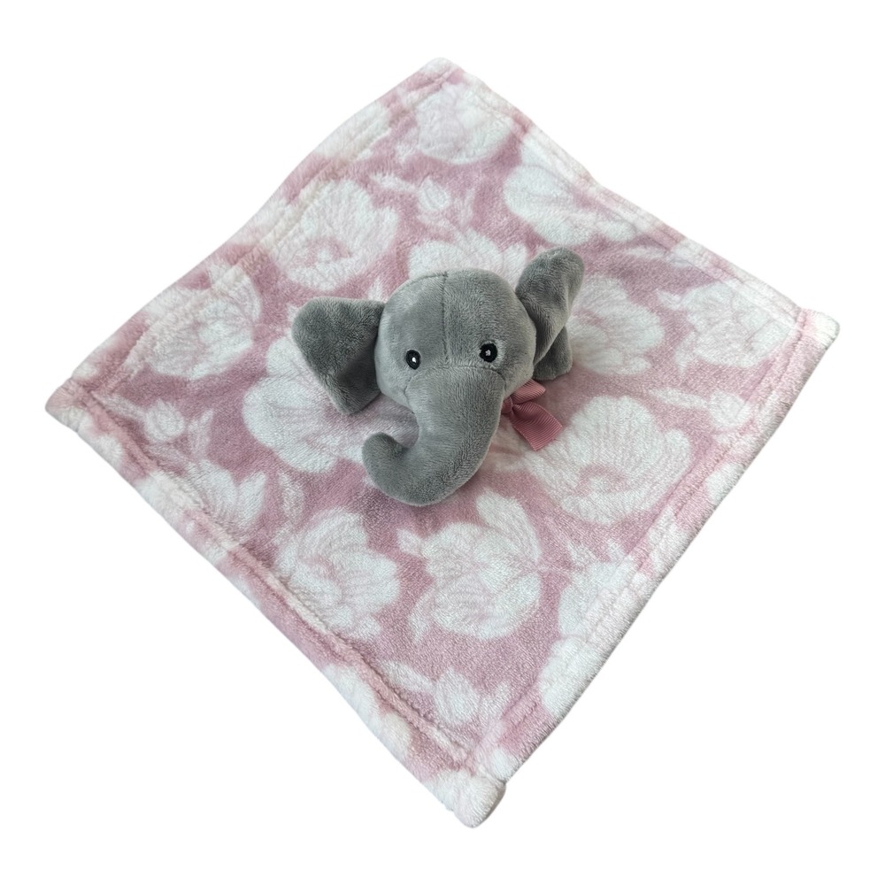 Lila & Jack Elephant Lovey Security Blanket Pink Floral Plush Comforter One Size